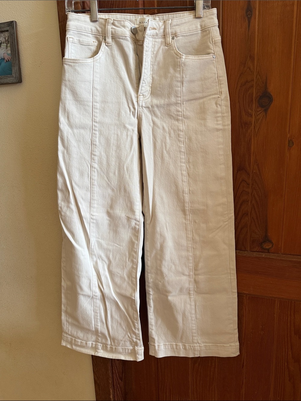 RISEN JEANS Cream High-Rise Wide Leg Jeans